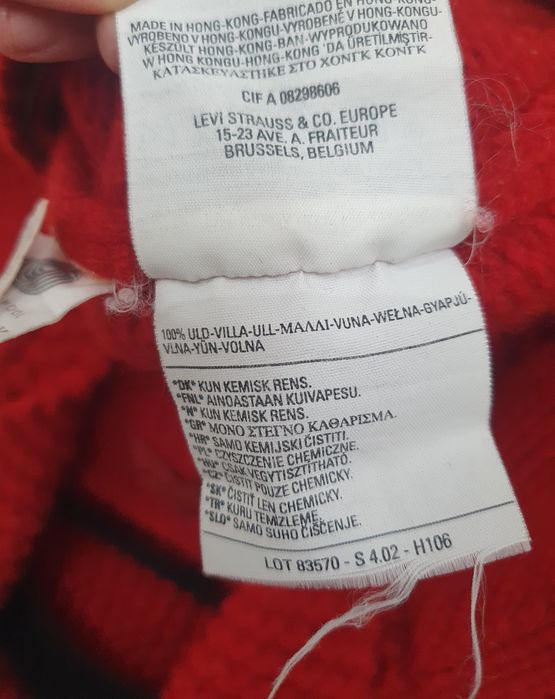 Sweter kradigan wełniany Levi's wiśniowy/czerwony M