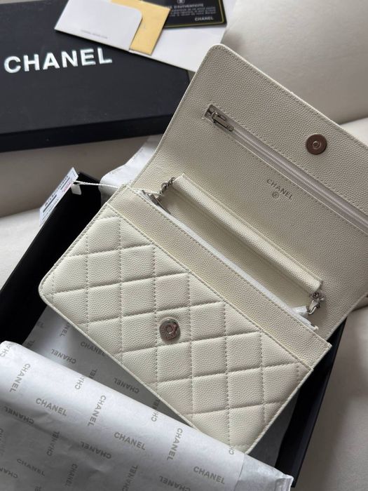Сумка Chanel Woc біла | срібна фурнітура
