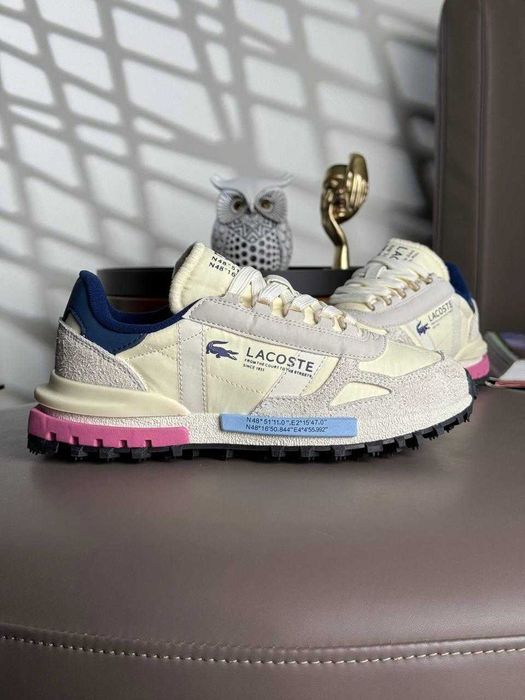 Хіт продаж жіночі кросівки Lacoste Elite Active Beige Grey Pink