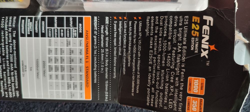 Latarka Fenix E25 UE 1000 lm