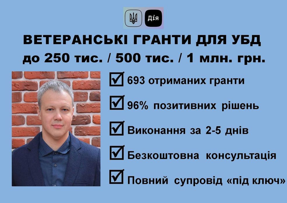 Бізнес-план на ветеранський ГРАНТ єРобота для УБД. Виграно 693 гранти!