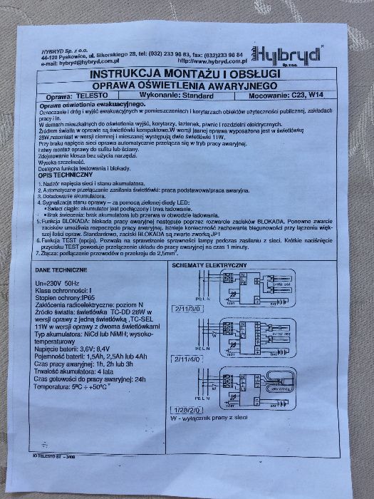 Oprawa oświetlenia awaryjnego TELESTO