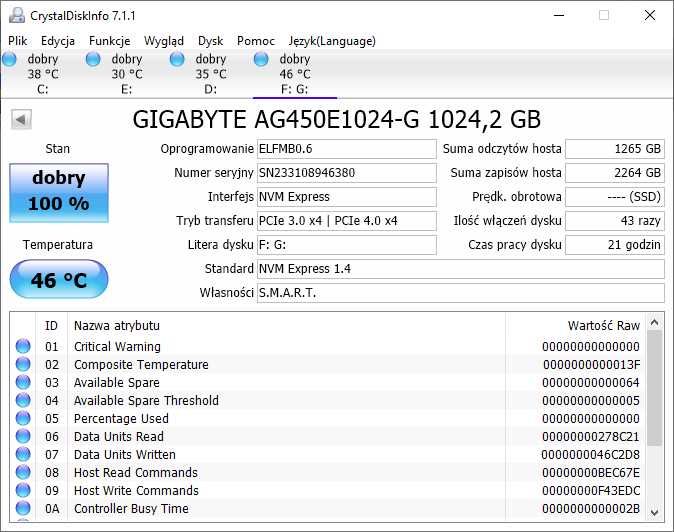 Dysk Gigabyte Aorus Gen4 5000E 1TB (AG450E1024G) SSD M.2 NVMe