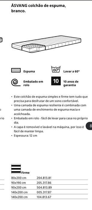 Colchao espuma firme 200x90 ikea