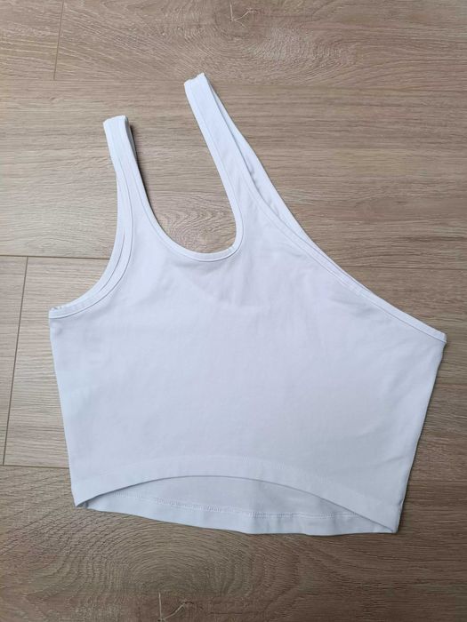 Koszulka podkoszulek asymetryczny top gładki biały 'Asos' S