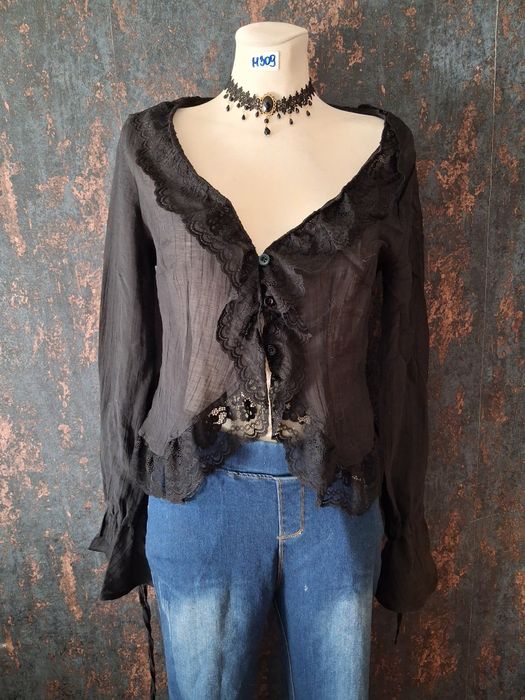 Bluzka mgiełka transparentna gothic cospley coquette