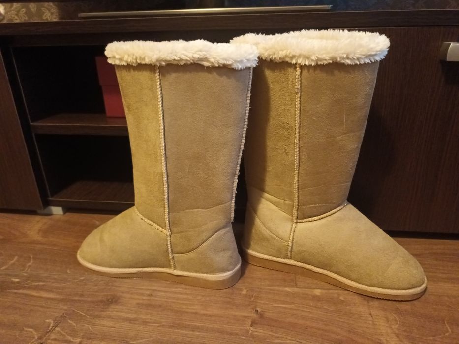 Skórzane Kozaki Buty Emu Wysokie Śniegowce Naturalne