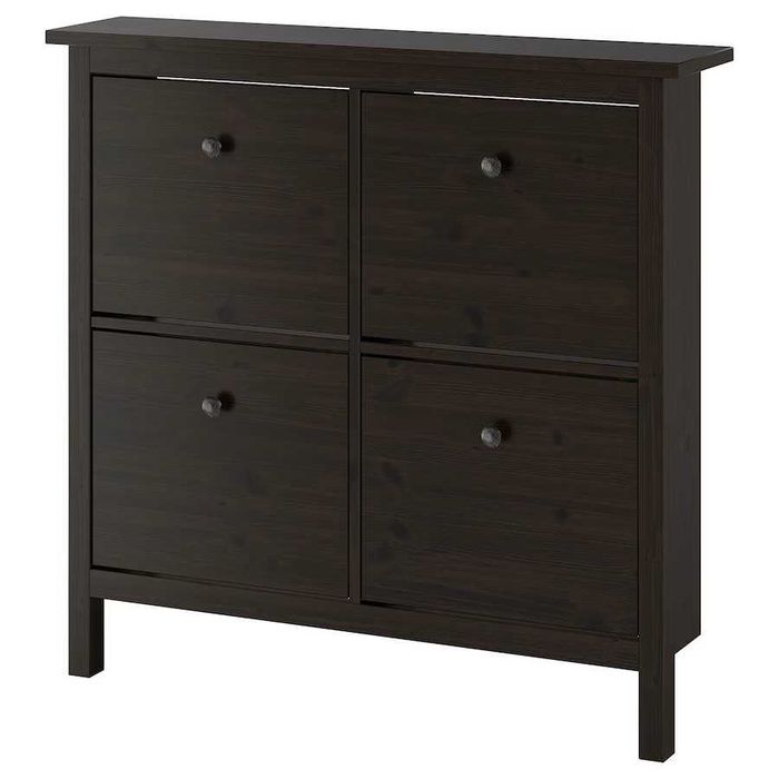 HEMNES Szafka na buty, 4 przegrody, czarnobrąz, 107x22x101 IKEA Nowa w kartonie