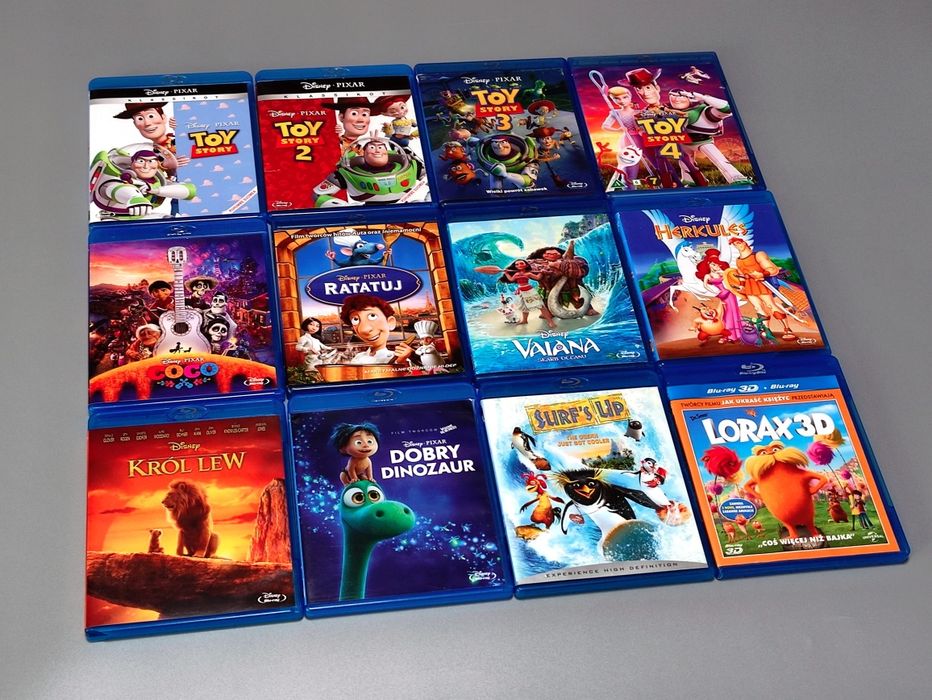 11x Film Blu-Ray / Toy Story 1 2 3 4 Kolekcja / Coco / Król Lew / Herkules / Vaiana / Dobry Dinozaur / Surf's Up / Disney Pixar / PL