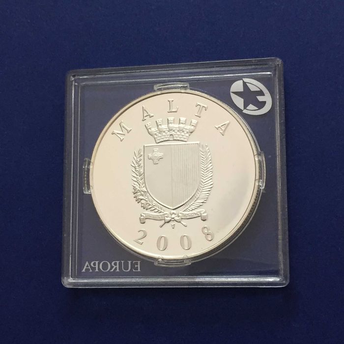 Malta, moeda 10 EURO Proof 2008 - EUROPA - prata 28,28g 925/1000