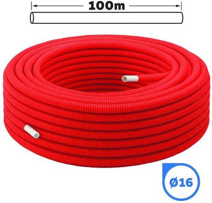 Rura PEX AL/PEX 16mm 100m w Czerwonej Otulinie Somatherm | NOWA | NF
