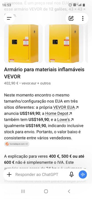 Cofre Armário Pro. 402€. Oportunidades