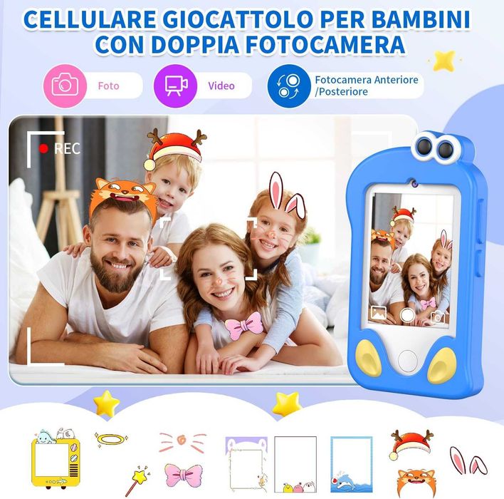 Telefon dziecięcy CHAKEYAKE, aparat, z 2,4-calowym dotykowym ekranem