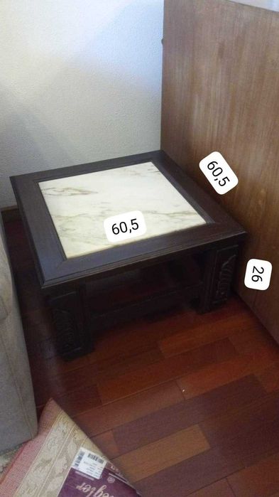 Mesas de Centro e Apoio Sala Madeira e Pedra Marmore (Otimo pra DIY)