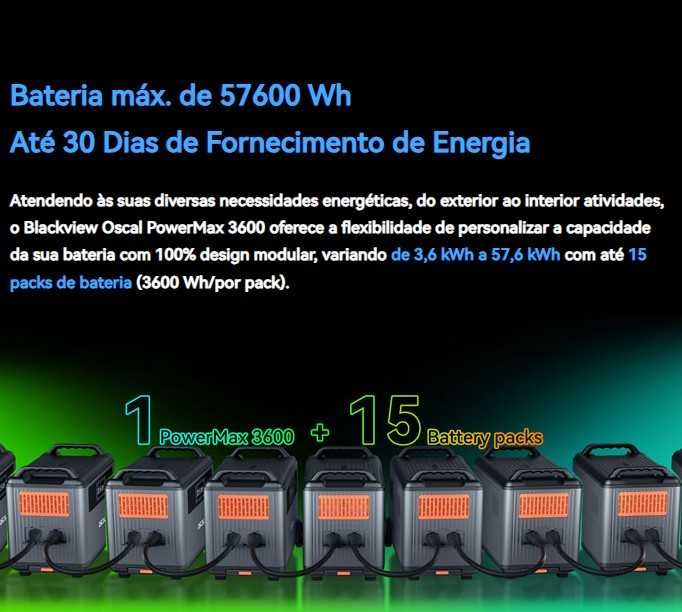 Estação Energia Solar Oscal 3600W/7200W MPPT 1600W 3600Wh BT e WI-FI