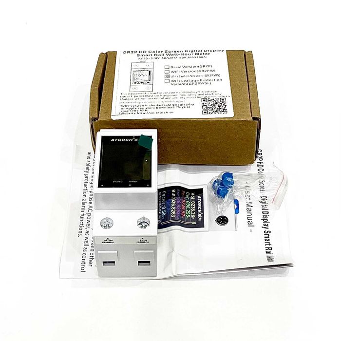 Розумний лічильник Atorch GR2PWS WiFi на DIN рейку, 100A Ватметр новий