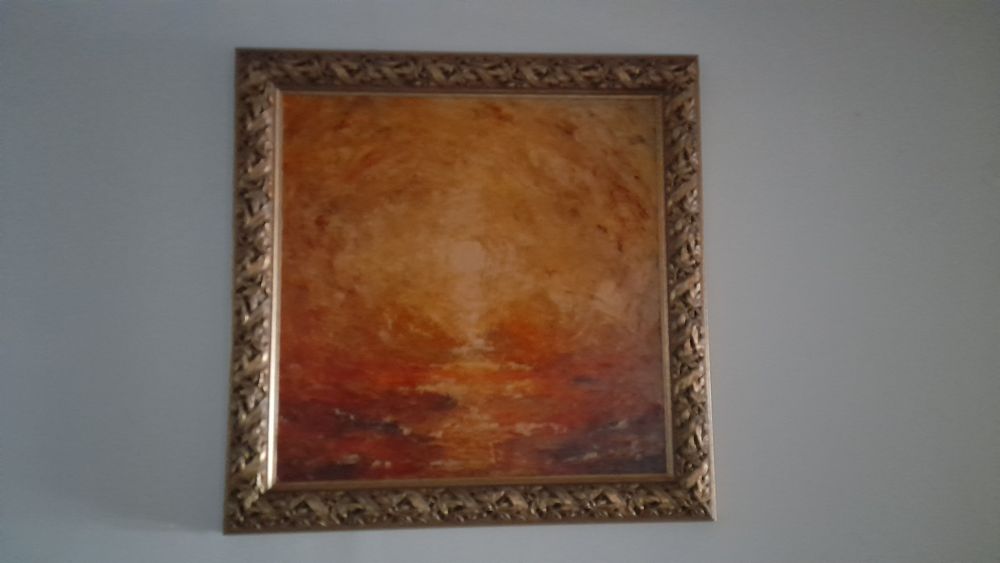 Triptico de 3 Quadros Originais a Óleo - Conceito Mar, Terra e Sol