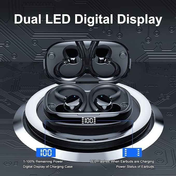 Słuchawki sportowe Bluetooth 5.3 czarne