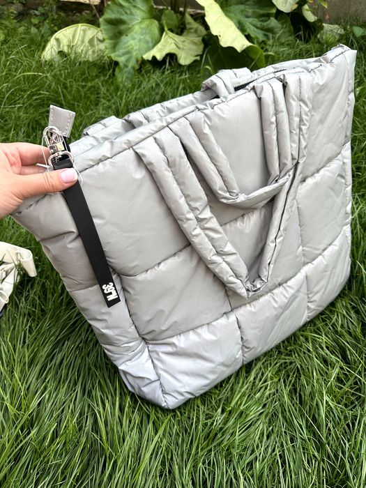 Сумка Topshop puffer tote bag in silver