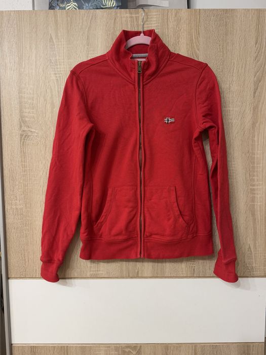 Bluza Napapijri M czerwona geographic logowana vintage damska zip