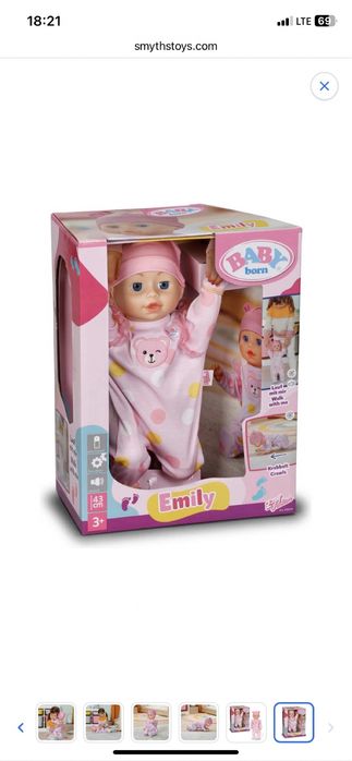 Емілі Emily Перші кроки Baby Born 43 см лялька, яка рухаєтся та повзає