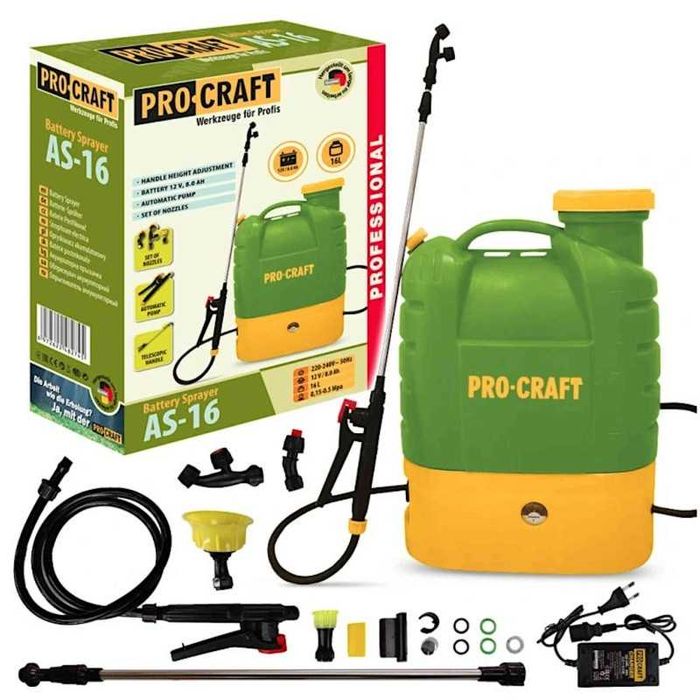 PROCRAFT AS-16 Opryskiwacz plecakowy akumulatorowy 16L