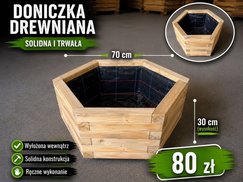 Doniczki ogrodowe drewniane