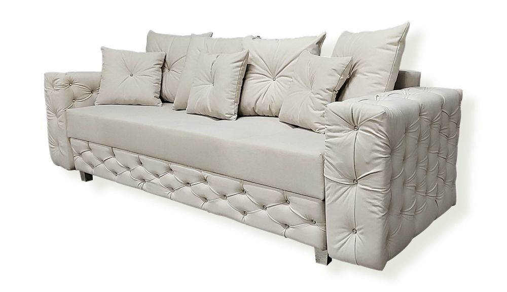 Komplet Sofa rozkładana Fotel GLAMOUR –MILTON– Kanapa 3os + 2os