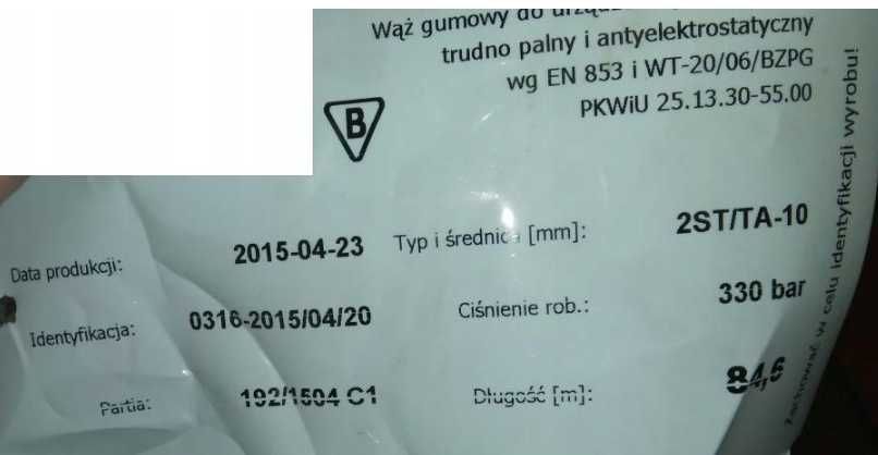 Wąż hydrauliczny gumowy 330 bar 2ST/TA-10