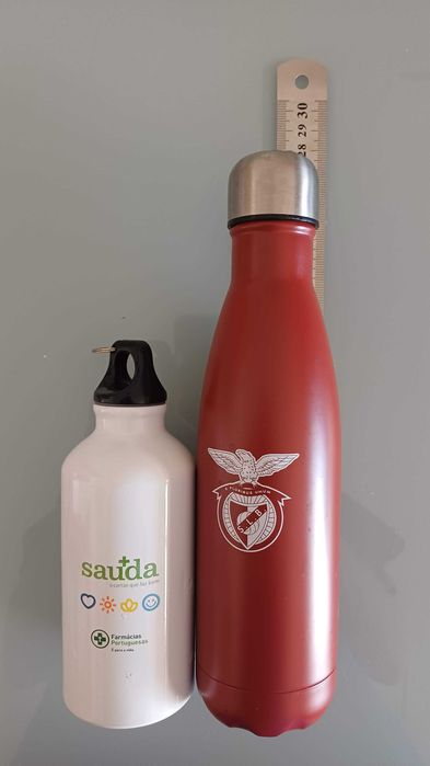 Lote de 2 Garrafas / Squeeze de Metal (SL Benfica + Saúda)