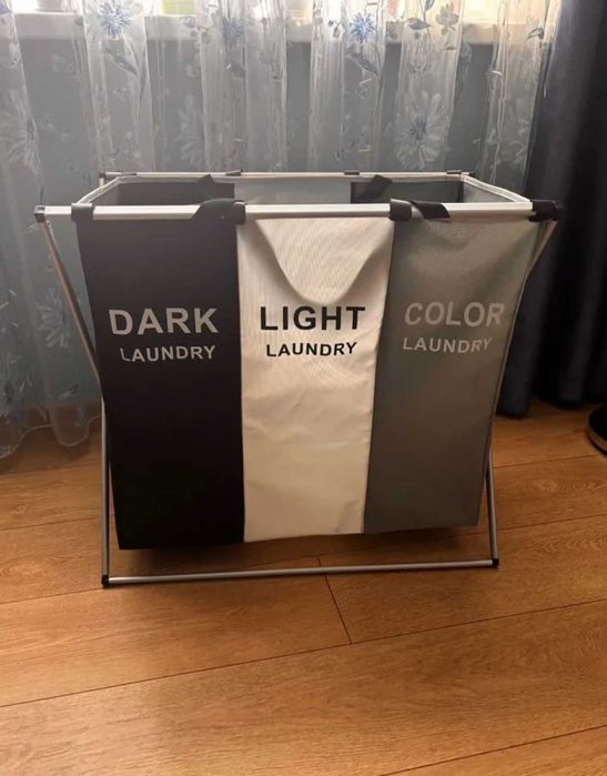 Корзина для білизни з 3 відділеннями для сортування речей