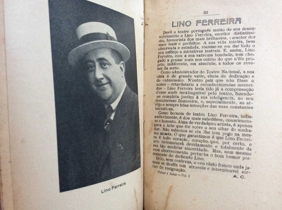 Almanaque dos palcos e salas para 1926. Escasso