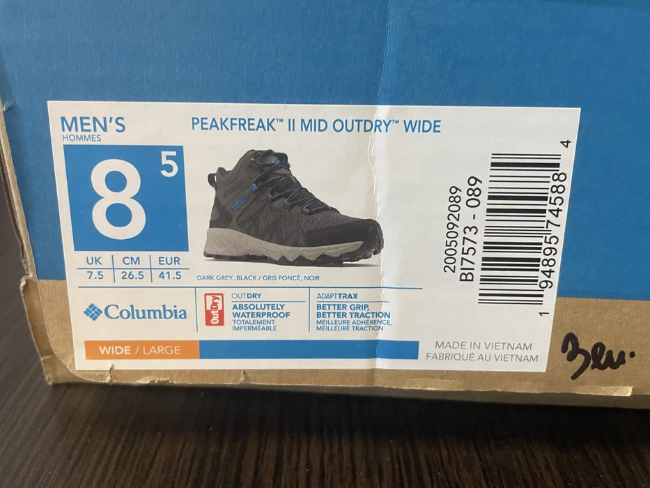 Чоловічі черевики Columbia PEAKFREAK II MID OUTDRY WIDE 26-26.5 см
