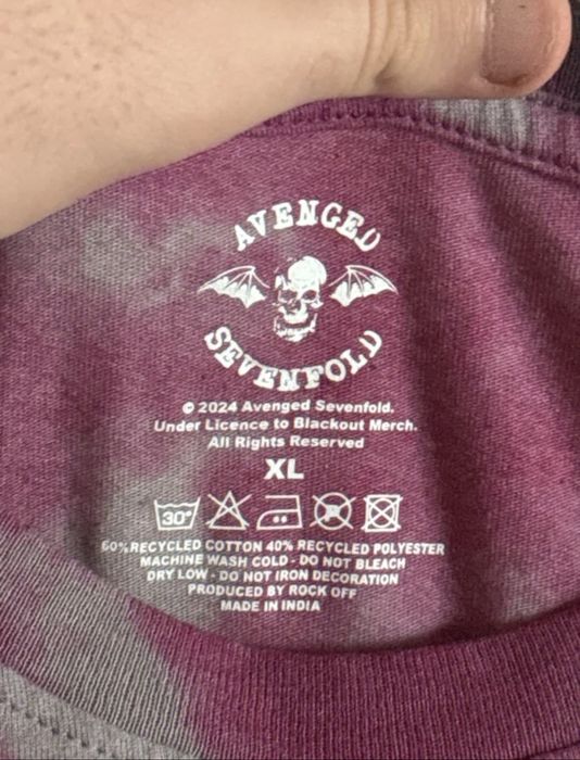 Футболка Avenged Sevenfold A7X офіційний рок мерч, розмір XL