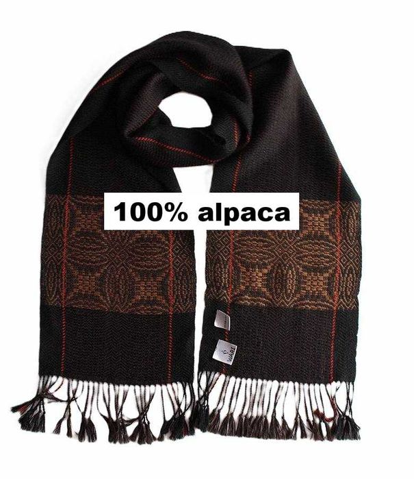 Szal vintage z alpaki 100% alpaka szalik damski męski