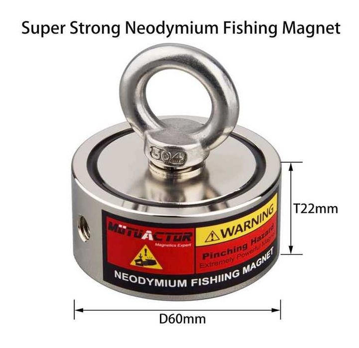 Íman Neodímio N52, 320Kg + Corda 20MT Pesca Magnética
