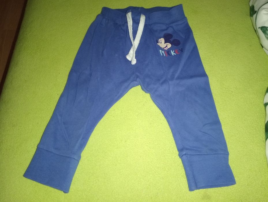 Spodnie długie dresowe niebieskie Myszka Mickey, rozm 86, 12-18 m-cy