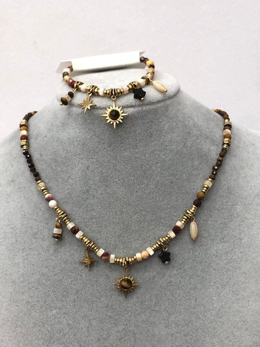 Komplet biżuterii ze stali chirurgicznej – naszyjnik i bransoletka z m