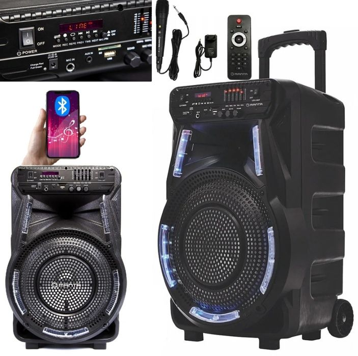 Głośnik bluetooth przenośny karaoke z mikrofonem Manta SPK5033 czarny