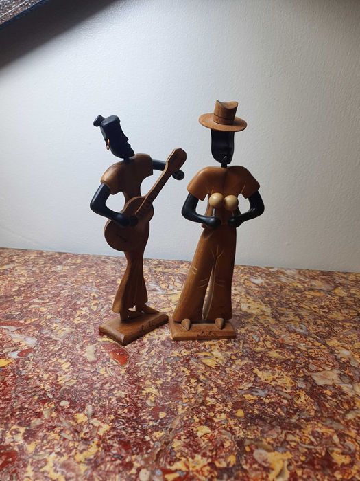 Kubańskie figurki drewno rękodzieło "PARA MUZYKANTOW" 26 cm