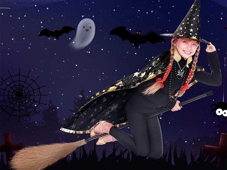 Strój przebranie kostium czarodziej czarodzieja halloween peleryna L