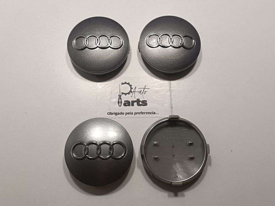 Conjunto 4 centros jante Audi 60mm Cinza