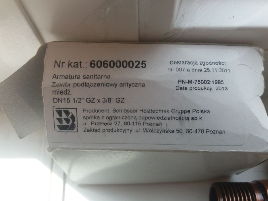 Кран санитарный DN15 1/2 GZ x 3/8 GZ Schlosser Антич. медь