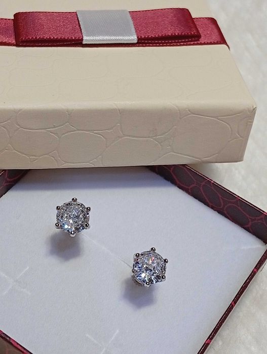 Серьги гвоздики цирконий 6.5 мм 925