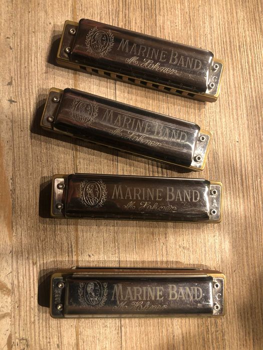 Harmonijki Hohner Marine Band 4szt. + pokrowiec skórzany