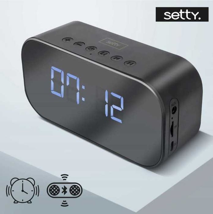Budzik z radiem Bluetooth 3W lustrzany cyfrowy