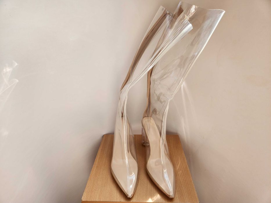 Силіконові прозорі чобітки на каблуку