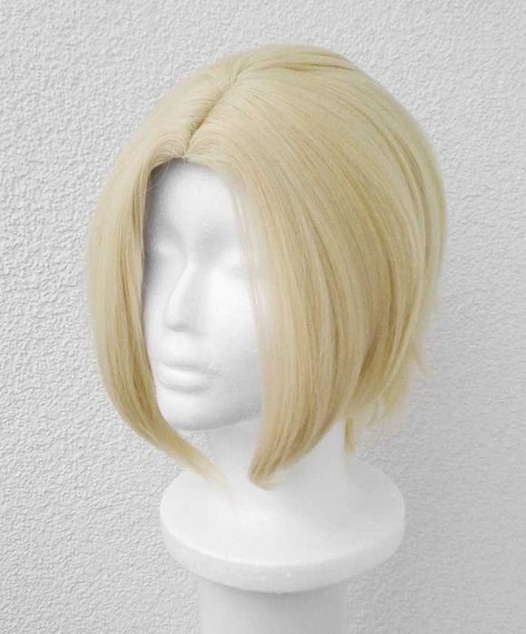 Krótka blond peruka z przedziałkiem bez grzywki męska cosplay wig