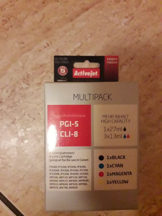 Sprzedam tusze ActiveJet Multipak CLI-8C CLI-8M CLI-8Y CLI-8PGK