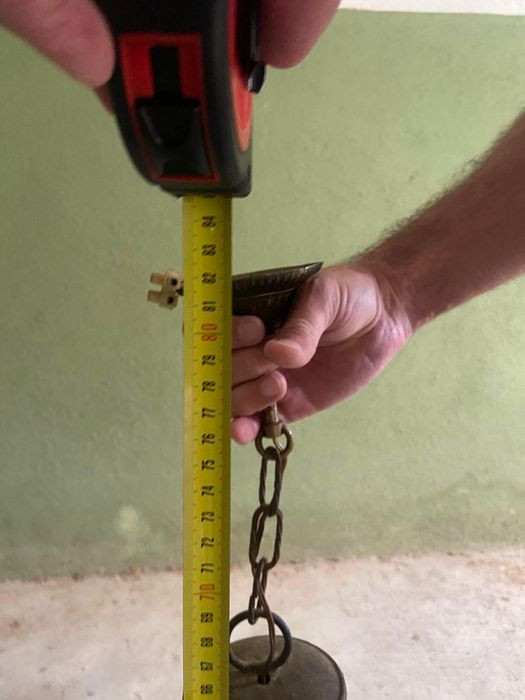 Candeeiro de Teto / Lanterna Vintage em Ferro e Vidro Martelado (84 cm)